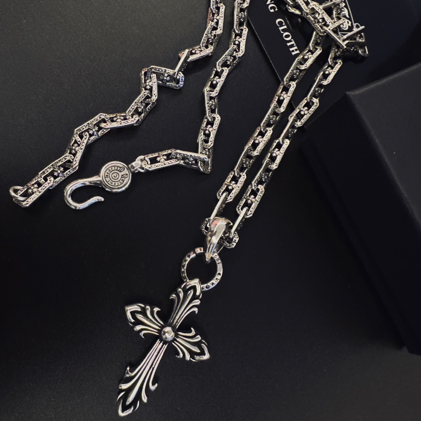 Chrome Hearts Silver Cross Pendant Necklace